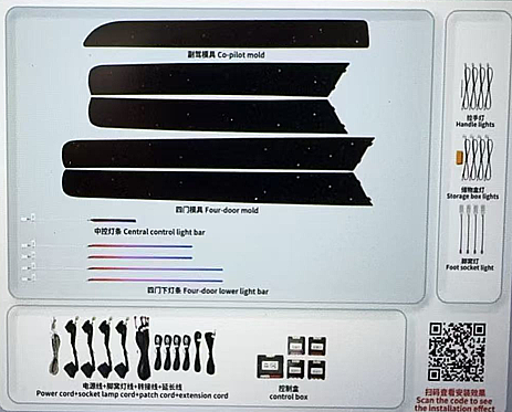 Audi Q7 10-15 Trimli Rainbow Yıldız Desen İç Ambiyans Aydınlatması - 1