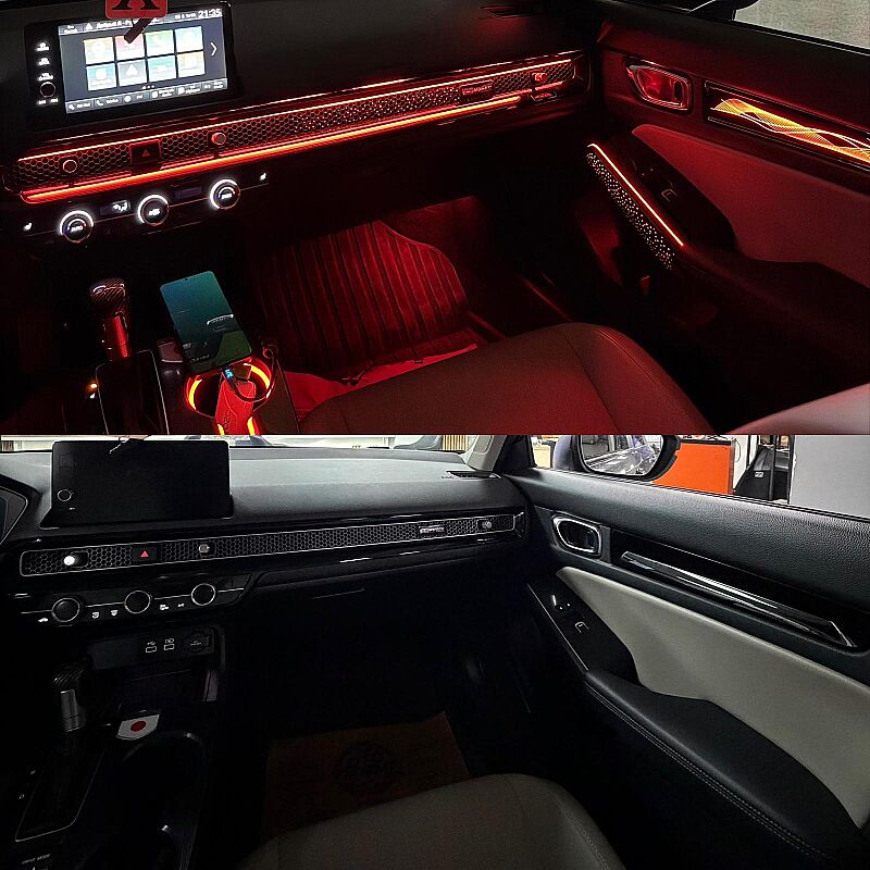 Honda Civic FE 22 Model Üzeri Piano Black Full Trimli Rainbow İç Ambiyans Aydınlatması - 11