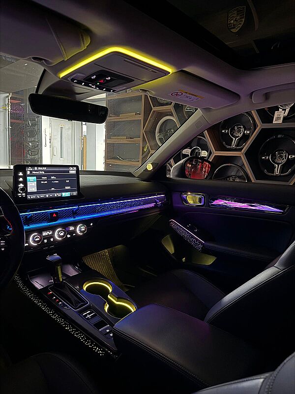 Honda Civic FE 22 Model Üzeri Piano Black Full Trimli Rainbow İç Ambiyans Aydınlatması - 14