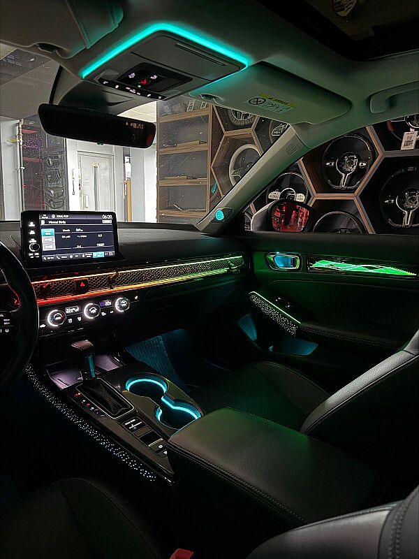 Honda Civic FE 22 Model Üzeri Piano Black Full Trimli Rainbow İç Ambiyans Aydınlatması - 15