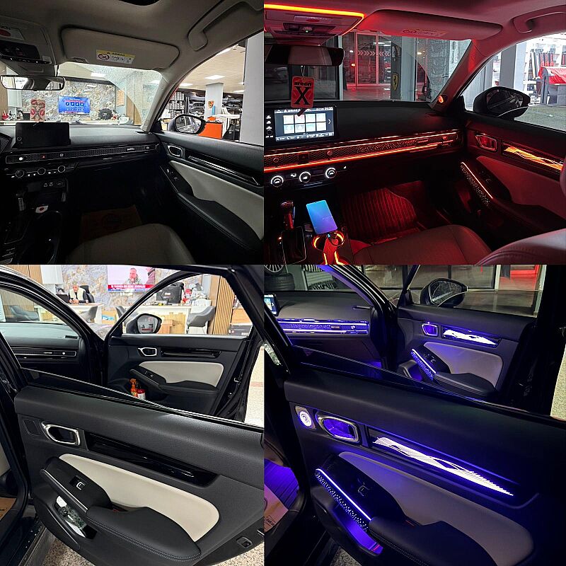 Honda Civic FE 22 Model Üzeri Piano Black Full Trimli Rainbow İç Ambiyans Aydınlatması - 16