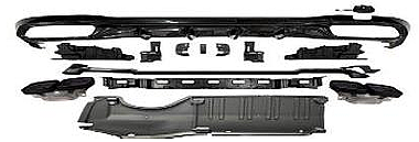 Mercedes C Class W206 C63 AMG Siyah Arka Difüzör Tips 3 Paket - 1