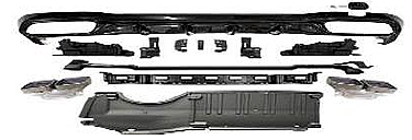 Mercedes C Class W206 C63 AMG Gümüş Arka Difüzör Tips 3 Paket - 1