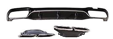 Mercedes E Class W213 17-20  E63 Gümüş Arka Difüzör With Pipe - 1